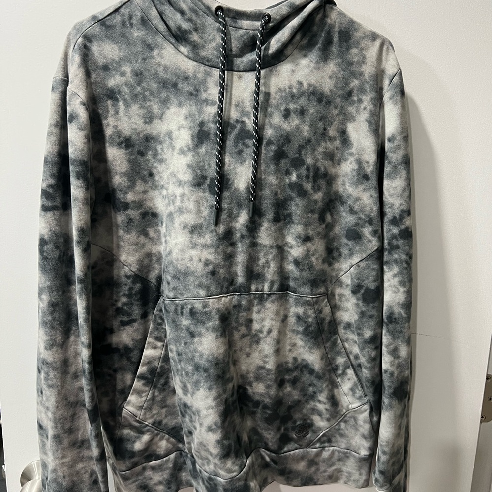 FLX Men's Charcoal and White Tie-Dye Hoodie